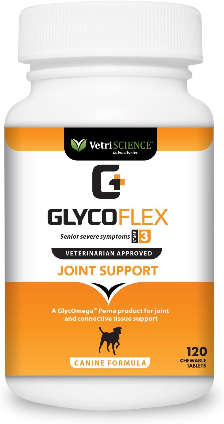 GlycoFlex 3 Hip and Joint Support for Dogs, 120 Chewable Tablets, 2 Pack Pack of 2