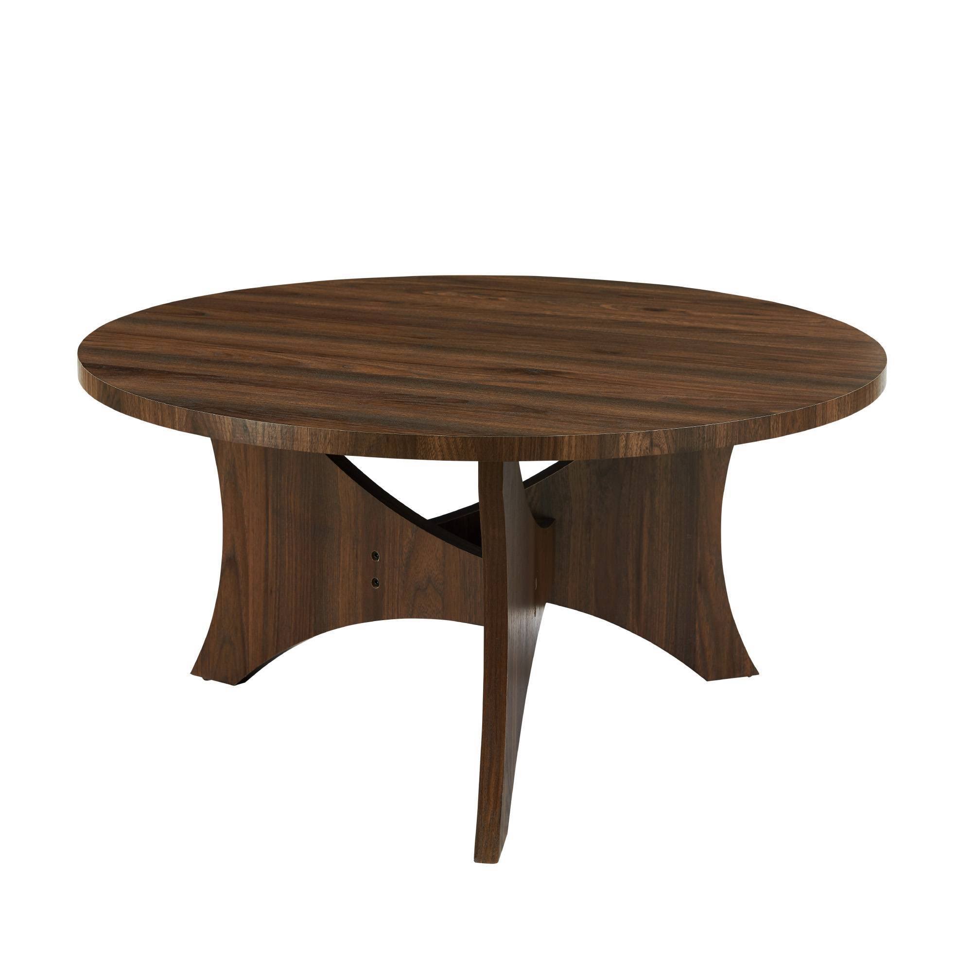 Carraway Mid-Century Modern Round Coffee Table Dark Walnut - Saracina Home