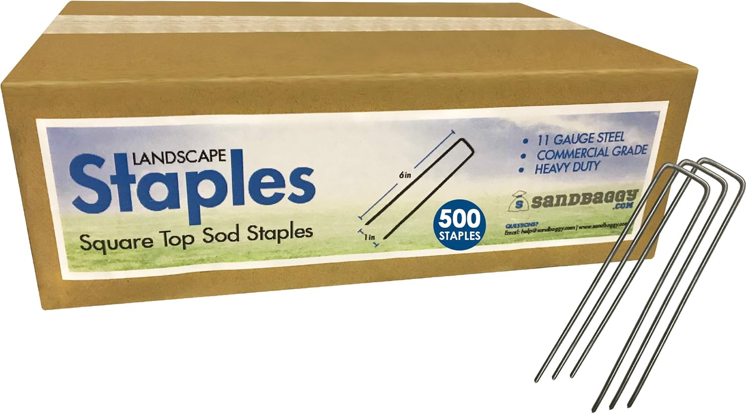 Sandbaggy 500-Count 6-Inch Galvanized Landscape Staples - SOD Garden Stakes ~ Trusted by Farmers & Contractors Across The USA