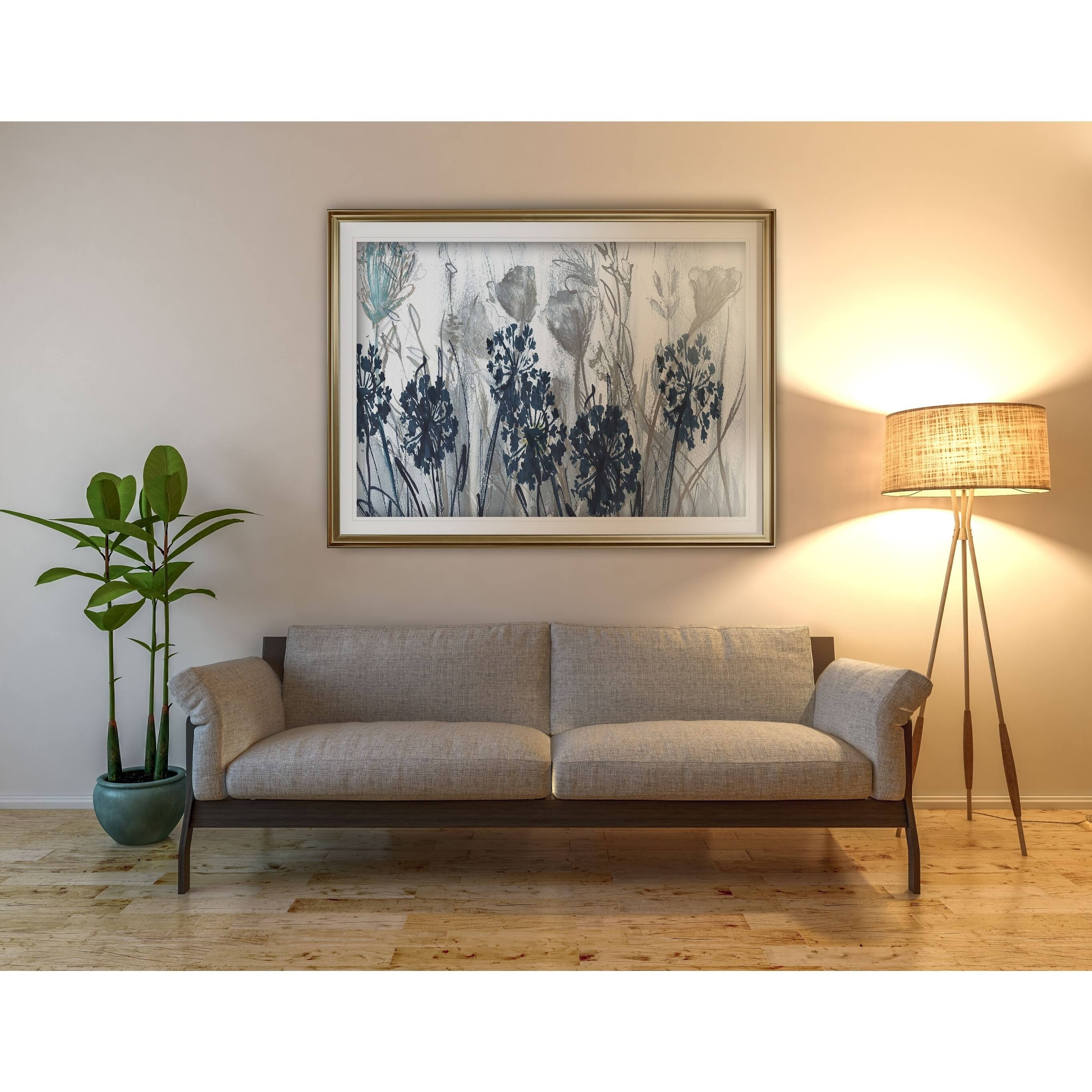 Wexford Home Indigo Field-Premium Framed Print - Grey, Yellow, Blue, Green, White, Black, Red