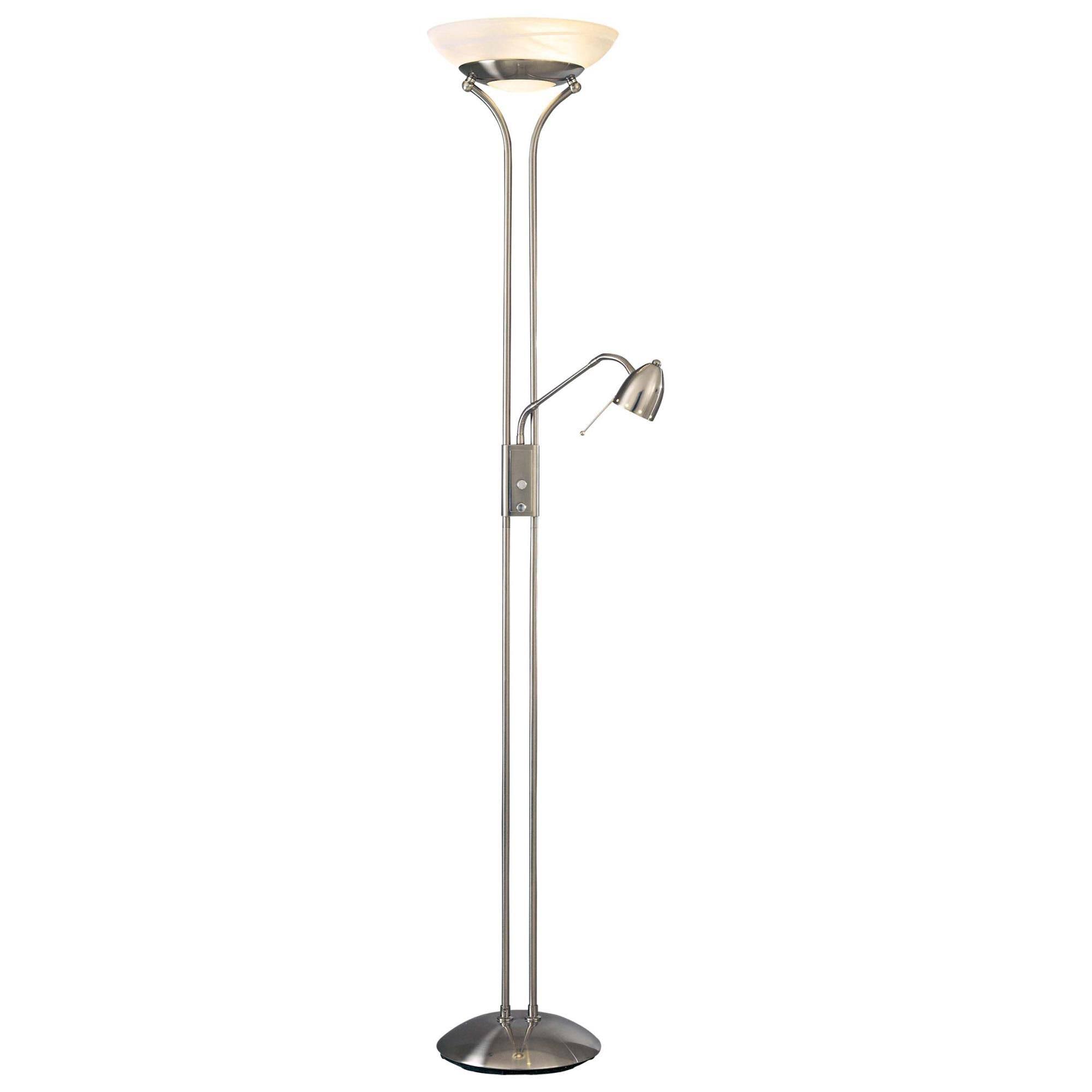 George Kovacs P256-084 2 Light Torchiere w/Reading Lamp Brushed Nickel