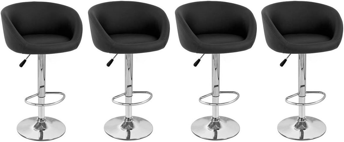 ISU Synthetic Leather Adjustable Bar Stool (Set of 4) - Black