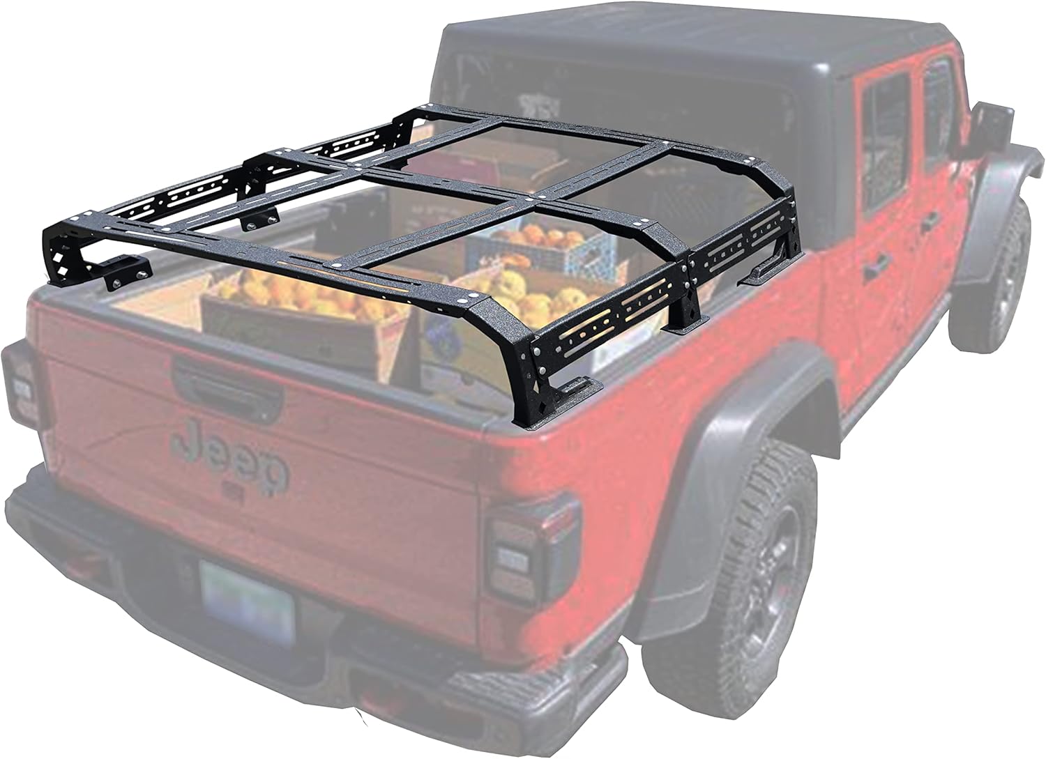 Truck Bed Rack No-Drill Cargo Rack System Compatible with Trail Rails for Jeep Gladiator 2020 2021