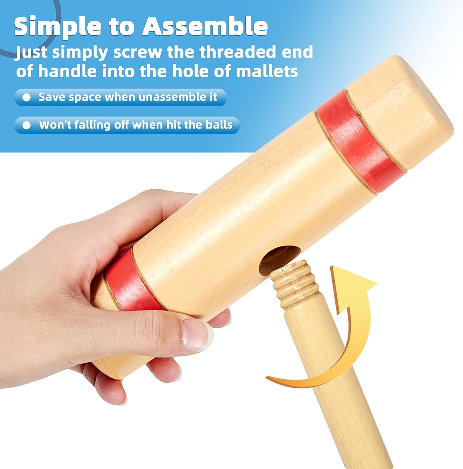 SpeedArmis 8 Players Croquet Set with 28In Pine Wooden Mallets, Colored PE Ball, Wickets, End Stakes - Lawn Backyard Outdoor Game Set for Kids/Family (Portable Carry Bag Including)