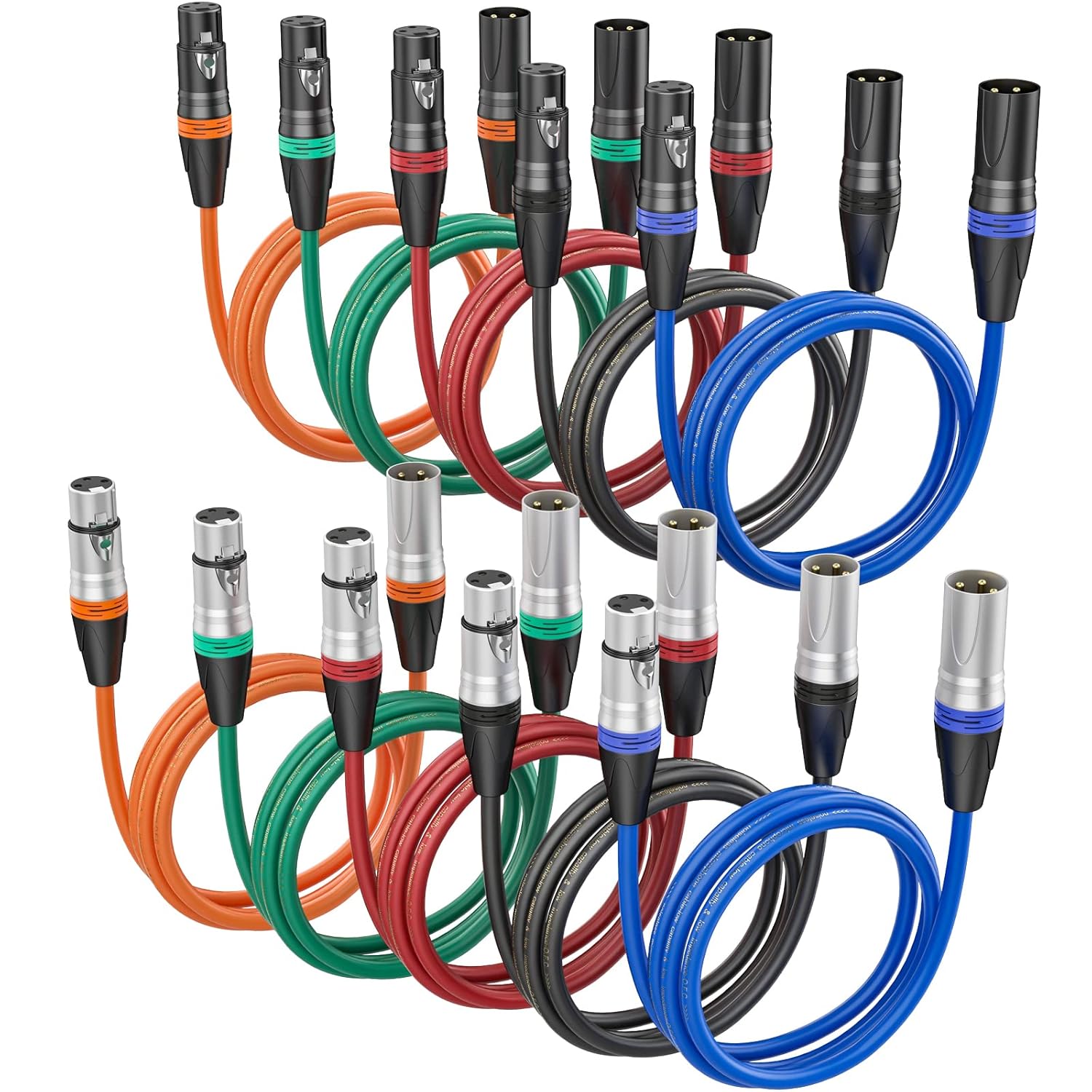 XLR Cables 3FT 10 Pack XLR Microphone Cable XLR to XLR Cable 3 Pin Premium Balanced XLR Male to Female Patch Cords for Mic Mixer,Podcast, Studio