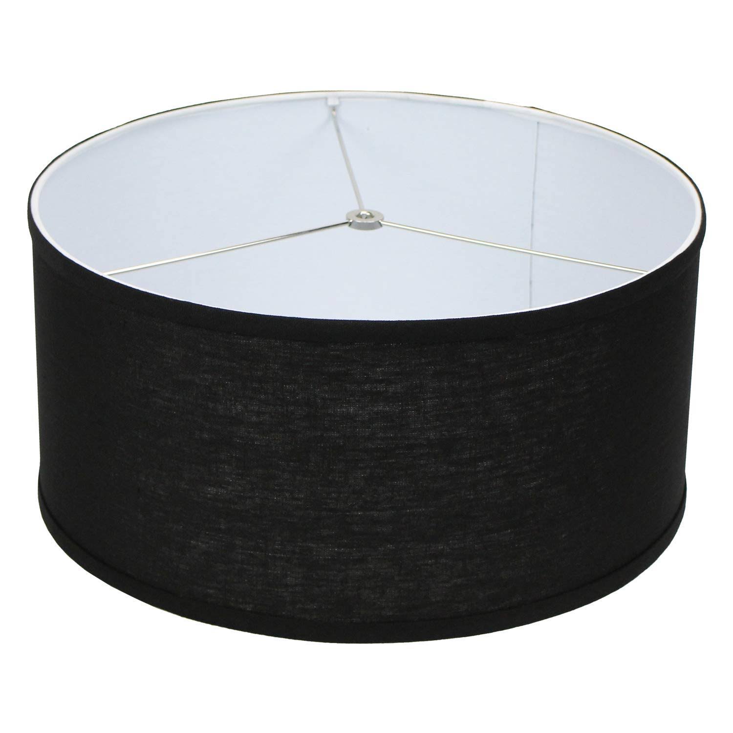 FenchelShades.com 17 in. Top Diameter x 17 in. Bottom Diameter x 8 in. H Designer Linen Black Drum Lamp Shade, Black/Nickel