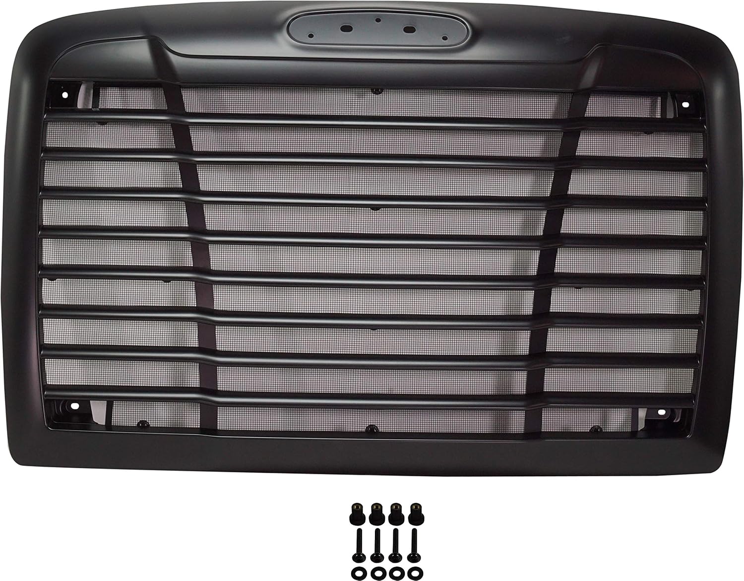 Evan-Fischer Grille Assembly Compatible with 2005-2011 Freightliner Century Class Horizontal Bar Insert Painted Black Shell and Insert with Bug Screen