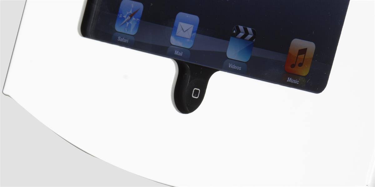 iPad Tablet Holder, Wall Mount, Exposed Home Button, Rotating BRACKET, Credit Card BRACKET, Locking Enclosure (White Steel) (ipd