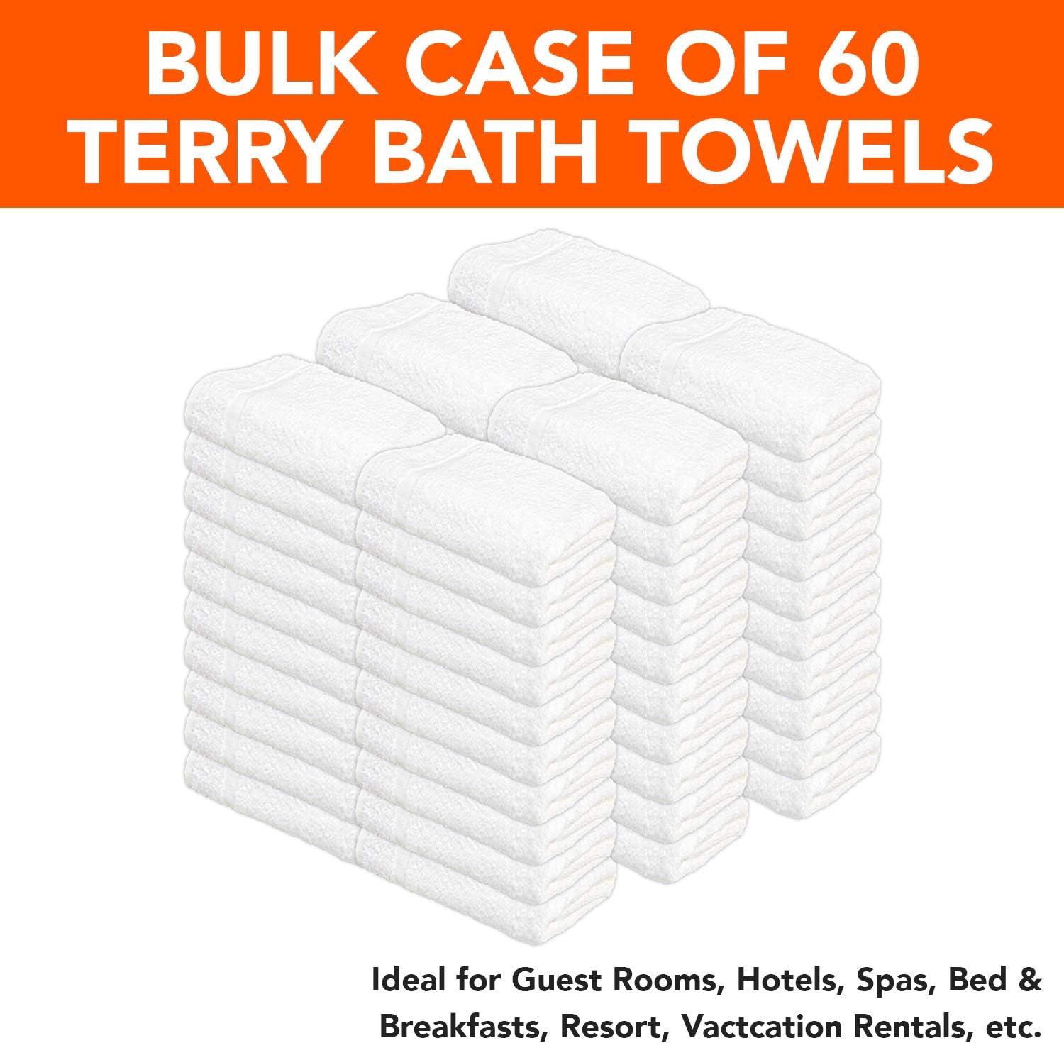 Arkwright Bath Towels (24x50, 60 Bulk Case Pack) Perfect for Home, Bathroom, Hotel, Spa, Resort
