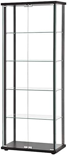 Home Square 2 Piece 5 Shelf Glass Curio Cabinet Set in Black
