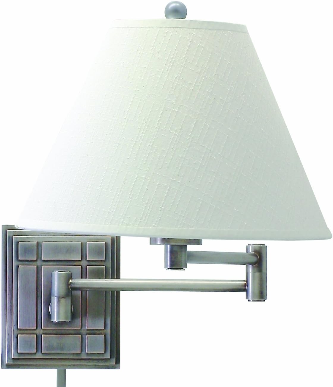 House of Troy WS750-AS Swing-Arm Wall Lamp with White Linen Hardback Shade, 15