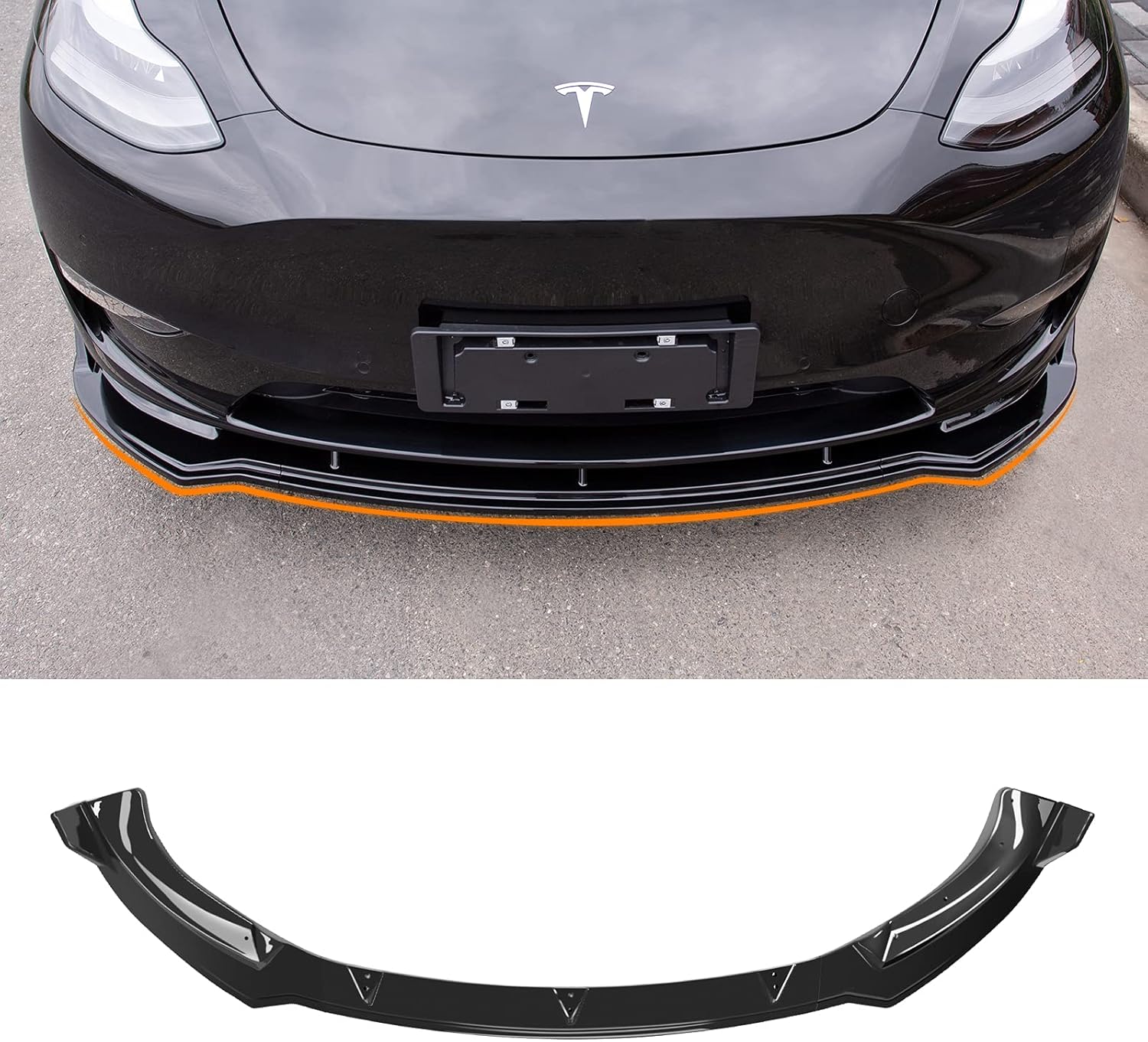 Fit Tesla Model Y Front Bumper Lip Kit Car Mods Spoilers For Tesla Model Y Accessories 2020 2021 2022 (Glossy Carbon Fiber Pattern)