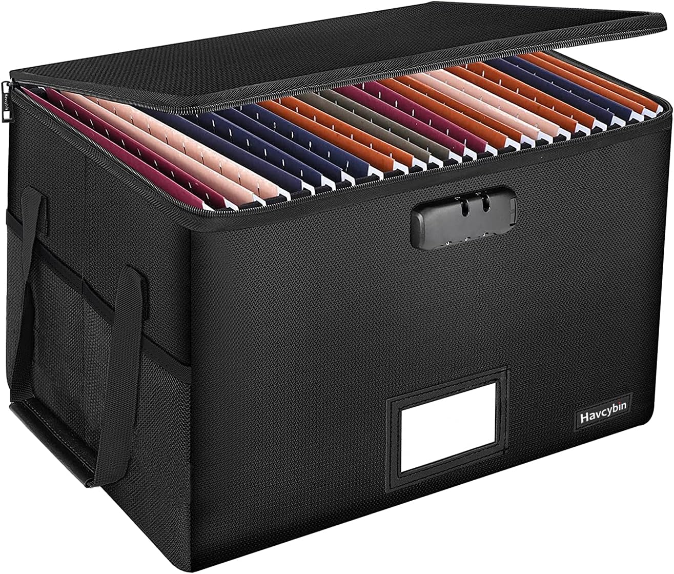 Fireproof Filing Cabinet File Box with Lock, Havcybin File Storage Organizer Box Fireproof Safes for Home Fire and Waterproof Portable Home Office Safe Bin Cabinet with Handle Pack of 2