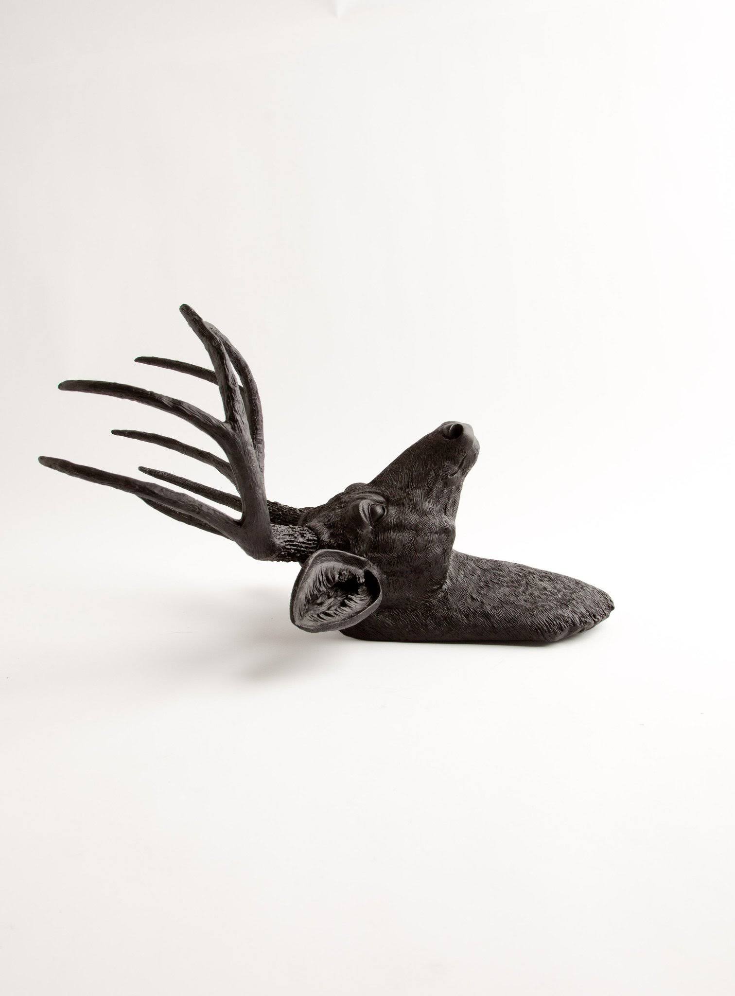 The Ignatius, Black Faux Deer Head Wall Mount by White Faux Taxidermy