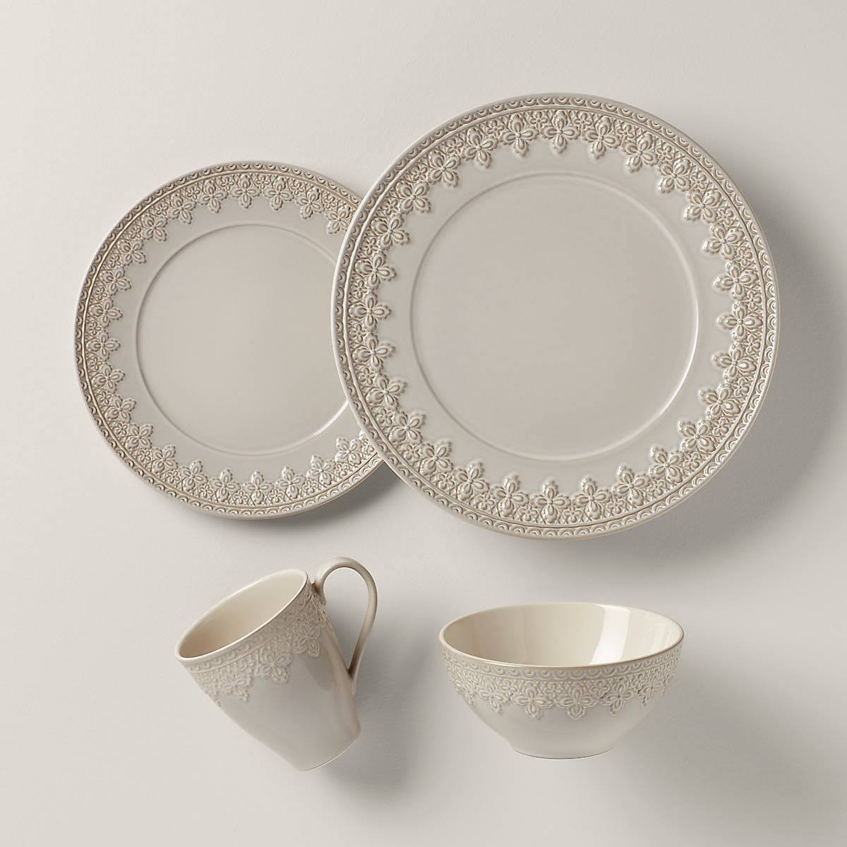 Lenox Chelse Muse Fleur Grey 4-Piece Place Setting