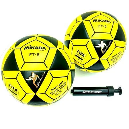 Mikasa FT5 Goal Master Soccer Ball Footvolley Ball Black/Yellow- 2 Pack