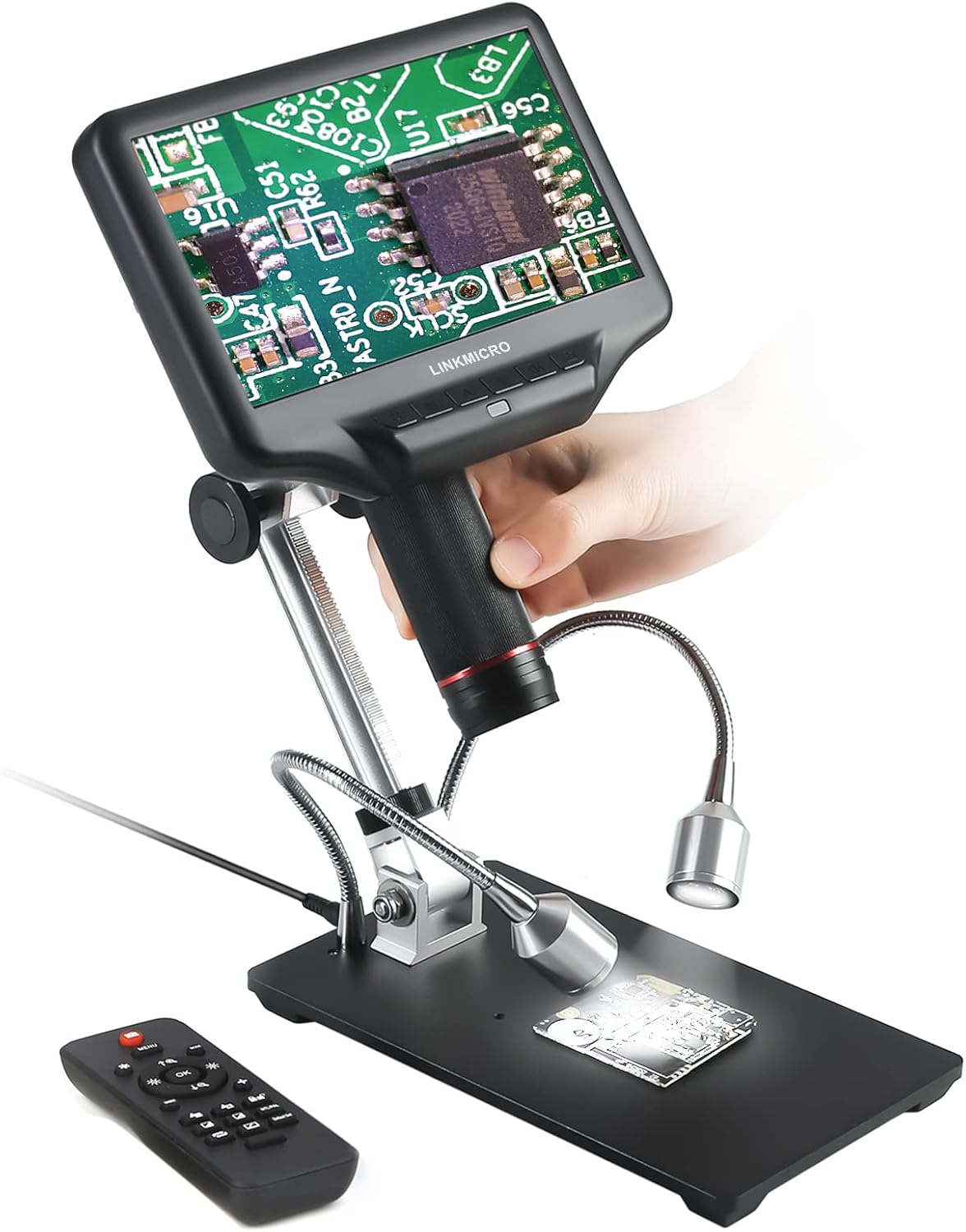 HDMI Digital Microscope Linkmicro 7 Inch HD LCD Screen 270X Magnifier with Real time Play Multimedia-Interface for Electronic Maintenance, Phone Repairing and Circuit Board Soldering Tools