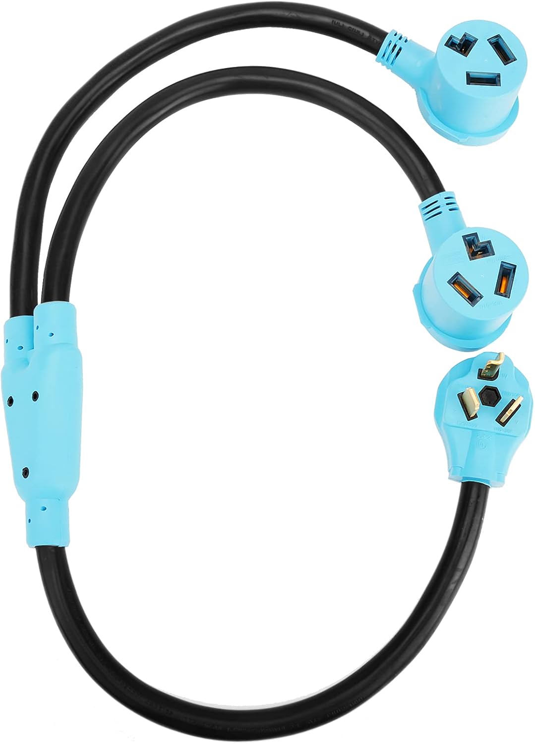 CircleCord 3 Prong Dryer Y Splitter 3 FT, NEMA10-30P Male to Two NEMA 10-30R Female, 30 Amp 250 Volt 7500W STW 10 AWG Dryer Y Adapter Cord, for Dryer Outlet And Level 2 EV Charging, UL Listed Pack of 2