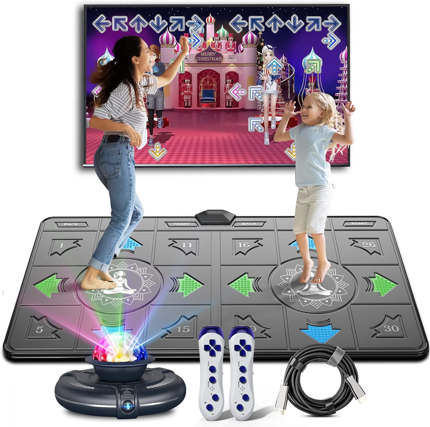 Dance Mat for Kids and Adults,Musical electronic dance mat, Double User Yoga dance floor with Wireless Handle, HD Camera Game Multi-Function Host, Non-Slip Dance Pad, HDMI Interface for TV