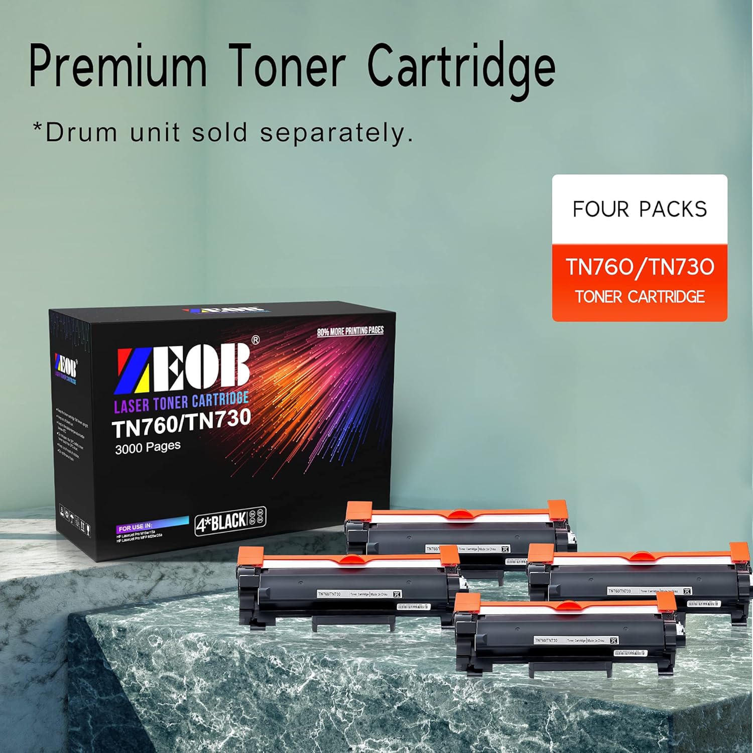 ZEOB TN760 Toner Cartridge Replacement with Chip for Brother TN-730 TN-760 Black High Yield for DCP-L2550DW HLL2395DW MFCL2710DW MFC-L2750DW Printer Pack of 2