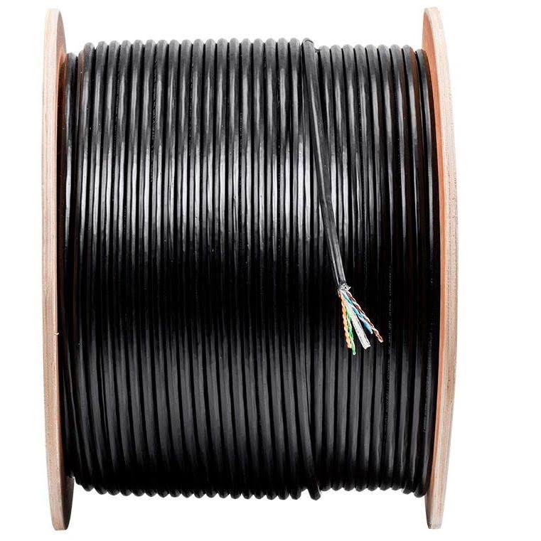 Monoprice 15398 Cat6 Ethernet Bulk Cable - Stranded, 550MHz, UTP, Pure Bare Copper WIRE, Outdoor, 23AWG, 1000ft, Black
