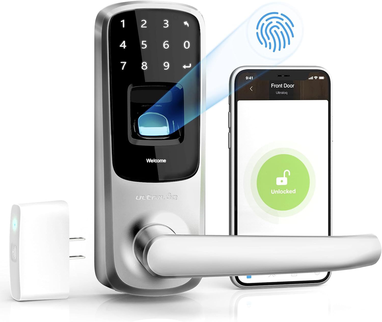 ULTRALOQ UL3 BT 2nd Gen Smart Lock + WiFi Bridge 5-in-1 Keyless Entry Electronic Door Handle, Black