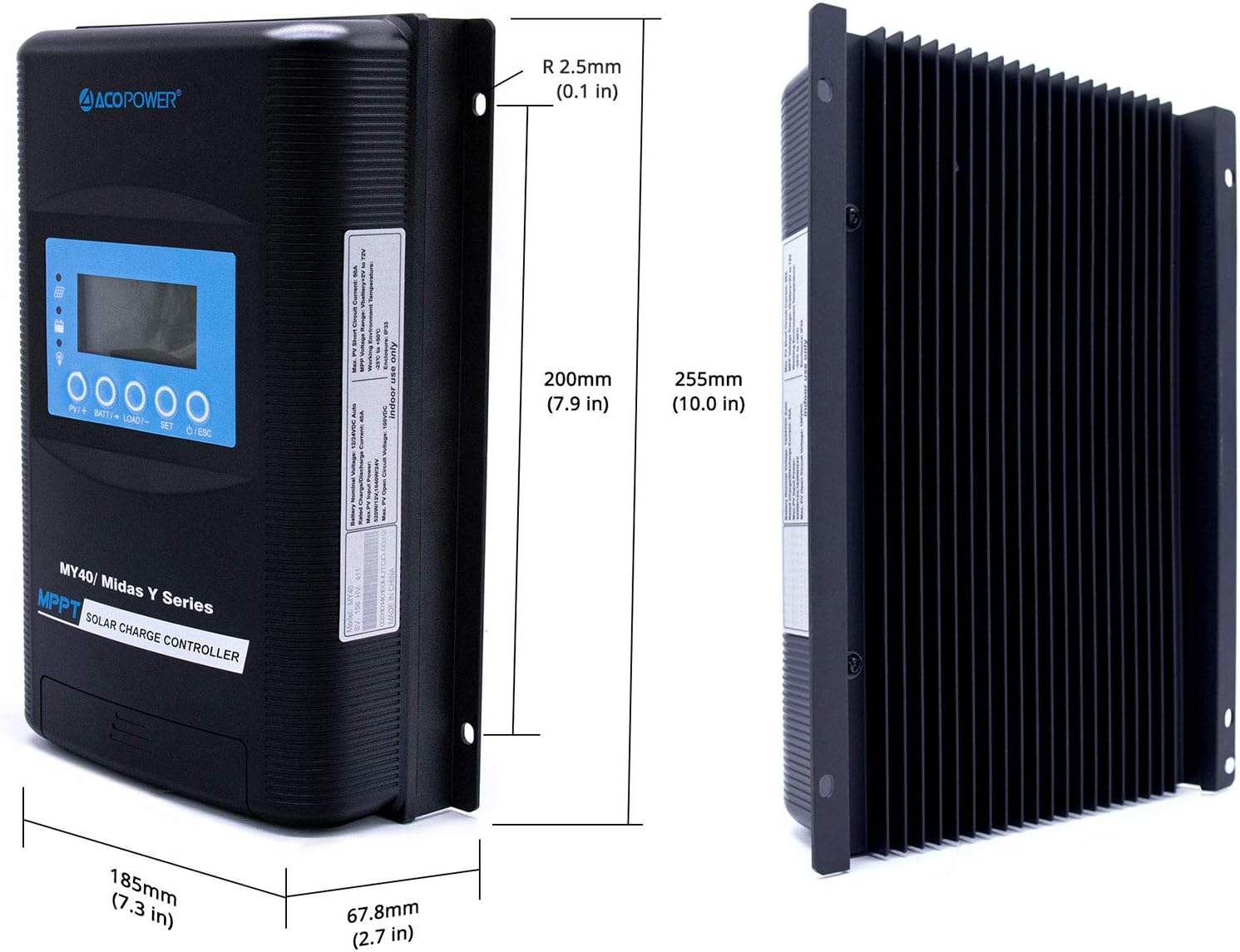 ACOPOWER Midas 40A MPPT Solar Charge Controller 100V PV Negative Ground with MT50 Remote Meter Solar Panel Controller Works with 12/24V Battery AGM and LiFePO4 Battery Charger(New Arrival 2020)