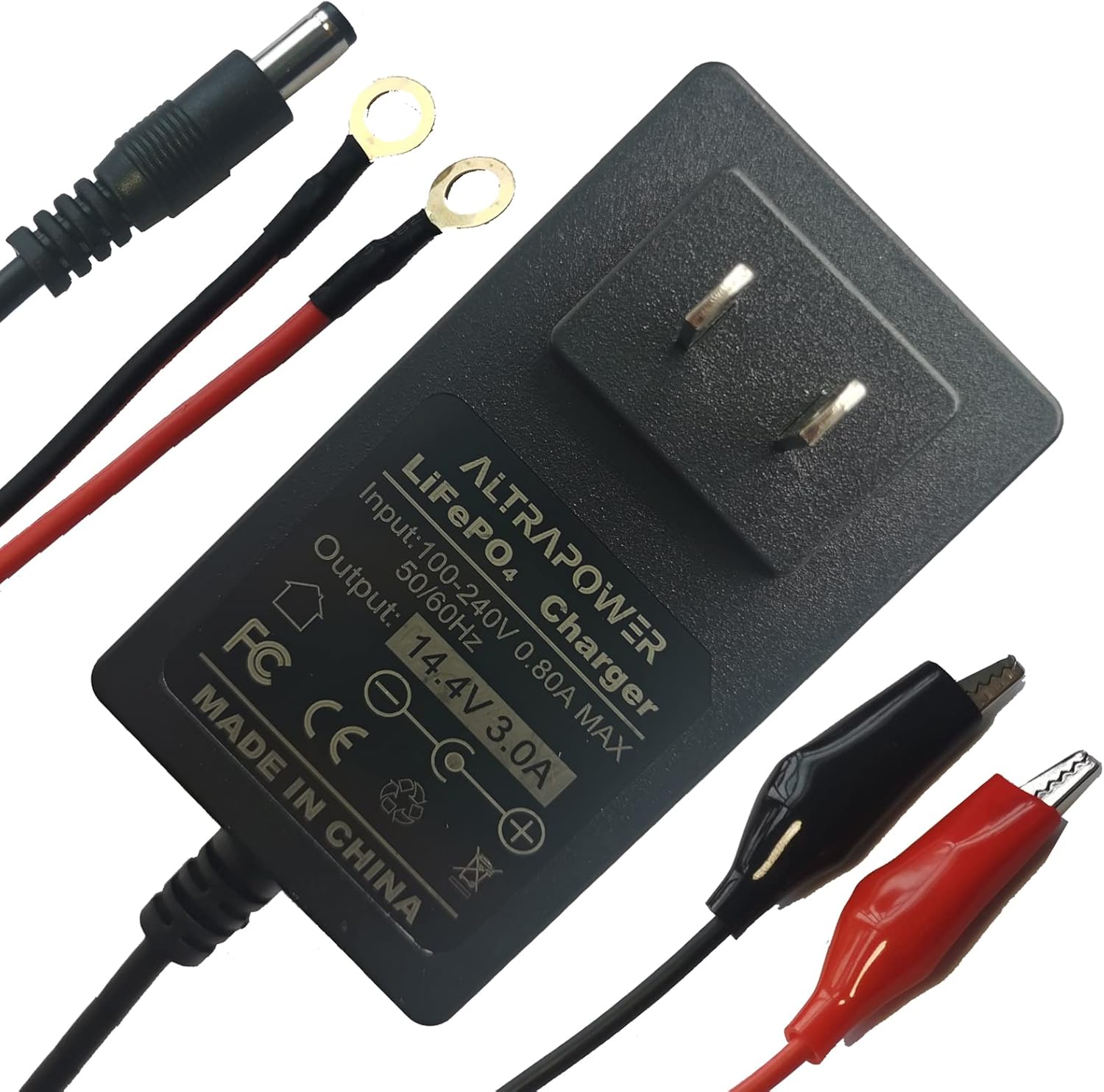 ALTRAPOWER 12V 3A LiFePo4 Battery Charger Smart for 12V/12.8V 12 Volt Lithium ion Battery Packs with 3 Connectors, Black