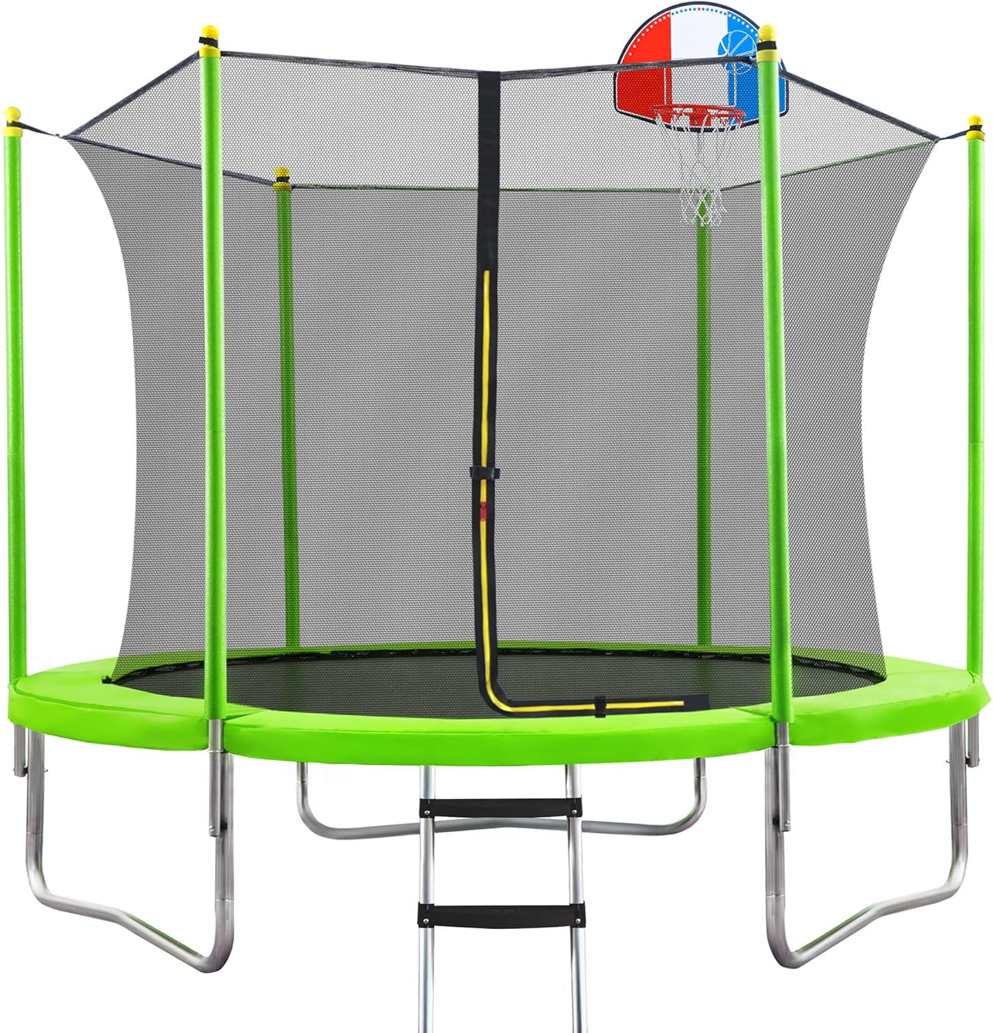 Merax 8FT 10FT 12FT 14FT 15FT Trampoline with Basketball Hoop, Safety Enclosure Net and Ladder, Outdoor Recreational Trampoline for Kids and Family Backyard Fun