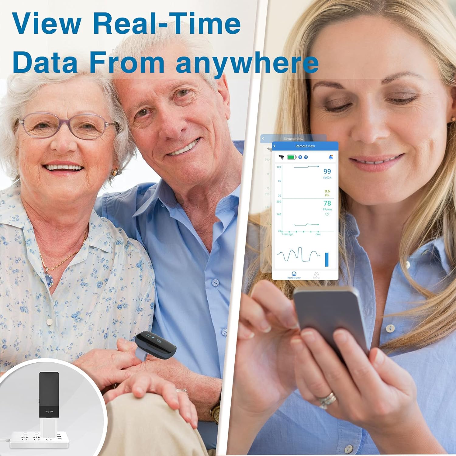 Wellue Oxylink Remote WiFi Sleep Tracker| Bluetooth and Alarm for Real Time Tracking, Portable Sp-02 & Heart Rate Tracker with Free APP for Adults