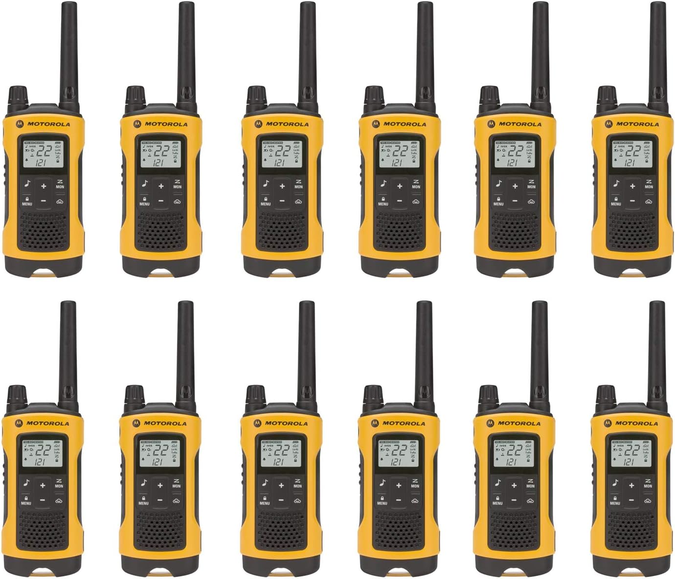 (12-Pack) Talkabout T402 Rechargeable Two-Way Radios Yellow Walkie Talkie