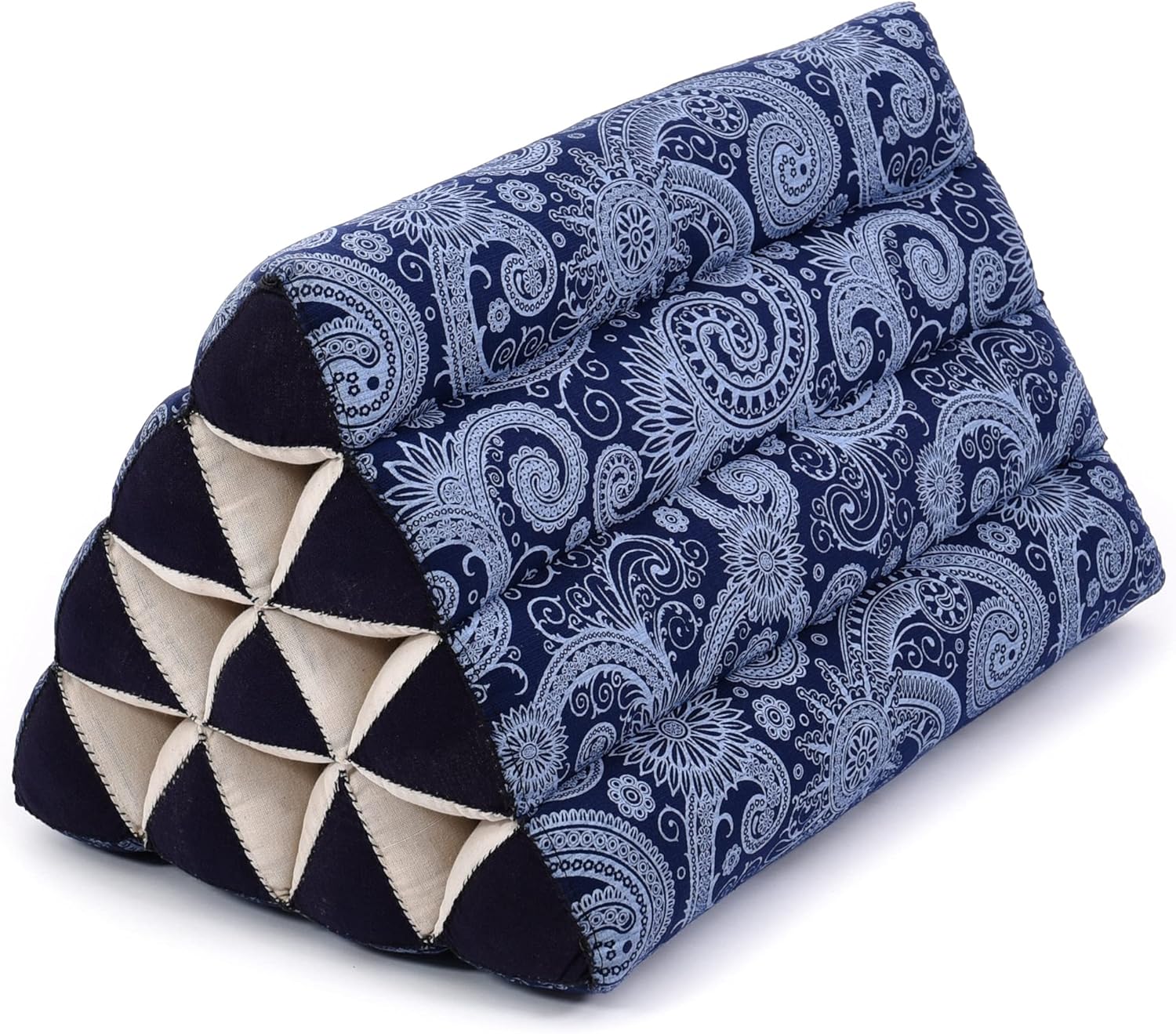 LEEWADEE Triangle Cushion &ndash; Comfortable Backrest for TV or Reading, Incline Pillow for Relaxing Made of Eco-Friendly Kapok, 20 x 13 inches, Blue