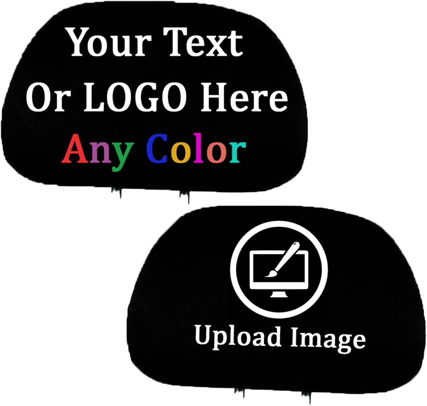 2 Pack Headrest Covers, Luxury Black Fabric HeadRest Cover with Print, Universal Fits to All Car Models, Car Accessories (Talk, Listen)