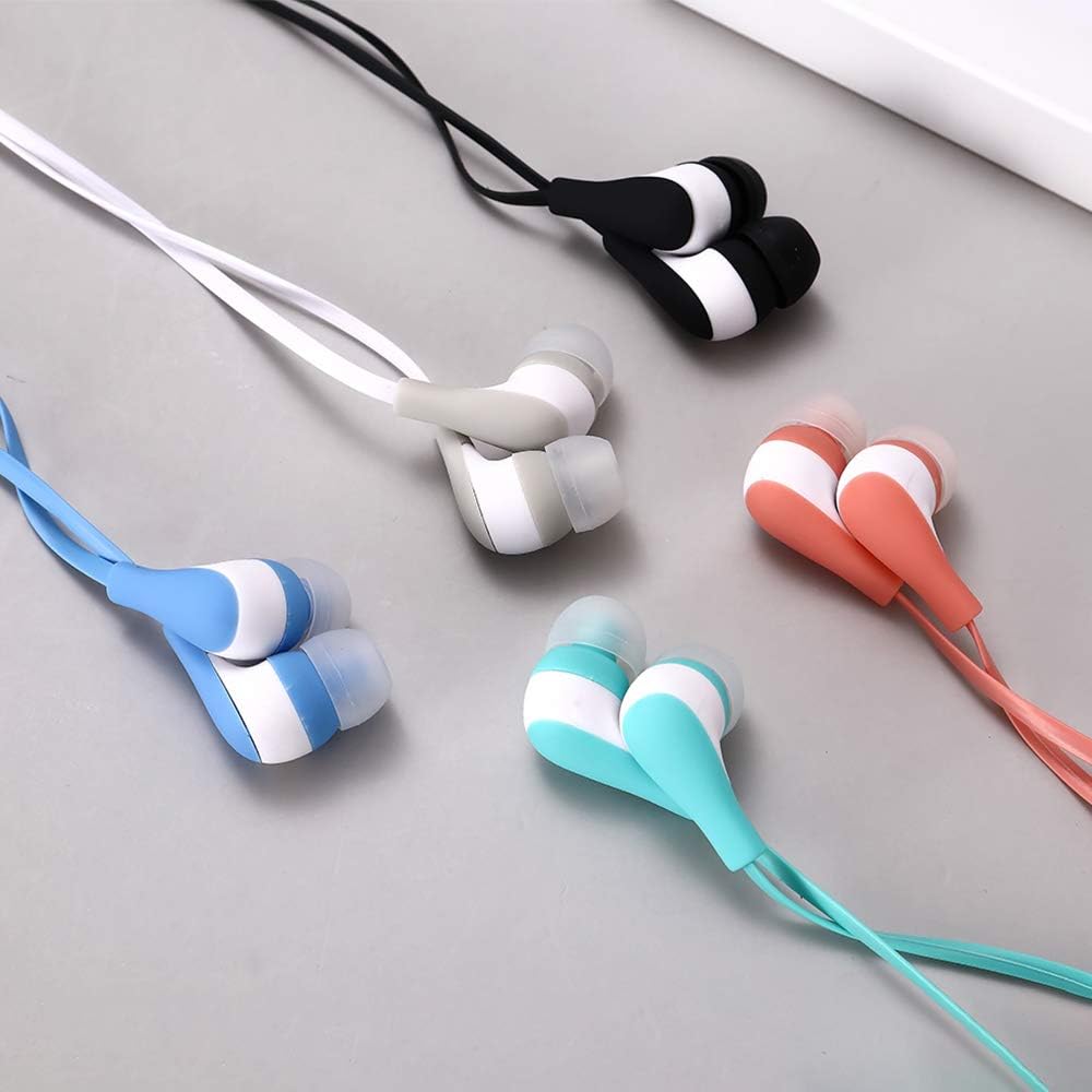 Classroom Earbuds Headphones with Microphone Bulk 50 Pack Colourful, Wholesale Kids Earphones with Mic & Durable for School Students Teen Children Pack of 2