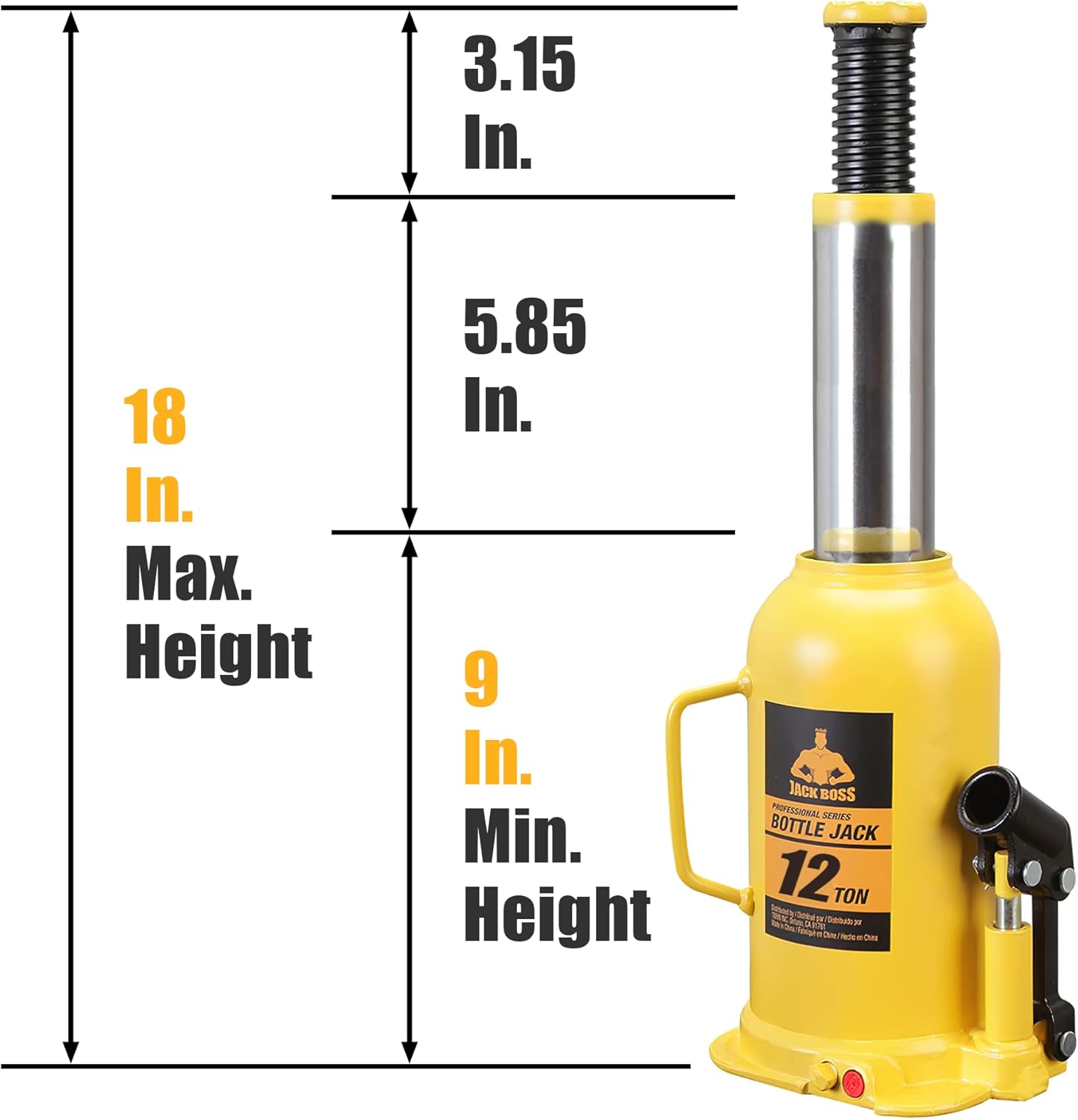 JackBoss 12 Ton (24,000 LBs) Capacity Hydraulic Welded Bottle Jack, TH91204X Pack of 2