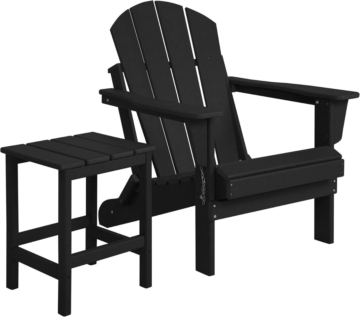 WO 2 Piece Set Outdoor Folding Poly Wood, 1 pc Adirondack Chair with 1pc Side Table for Backyard, Lawn, Deck, Garden - Weather Resistant Lounger Seat (Navy Blue)