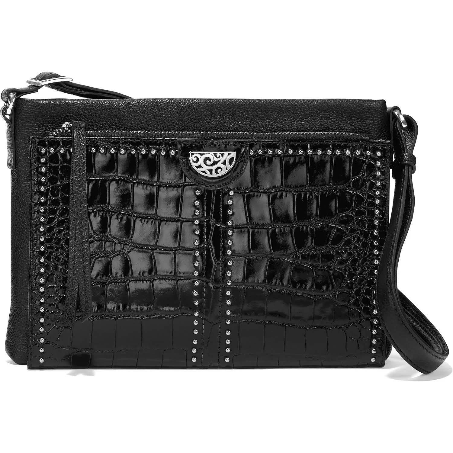 Brighton Jagger Cross Body Organizer Black Croco