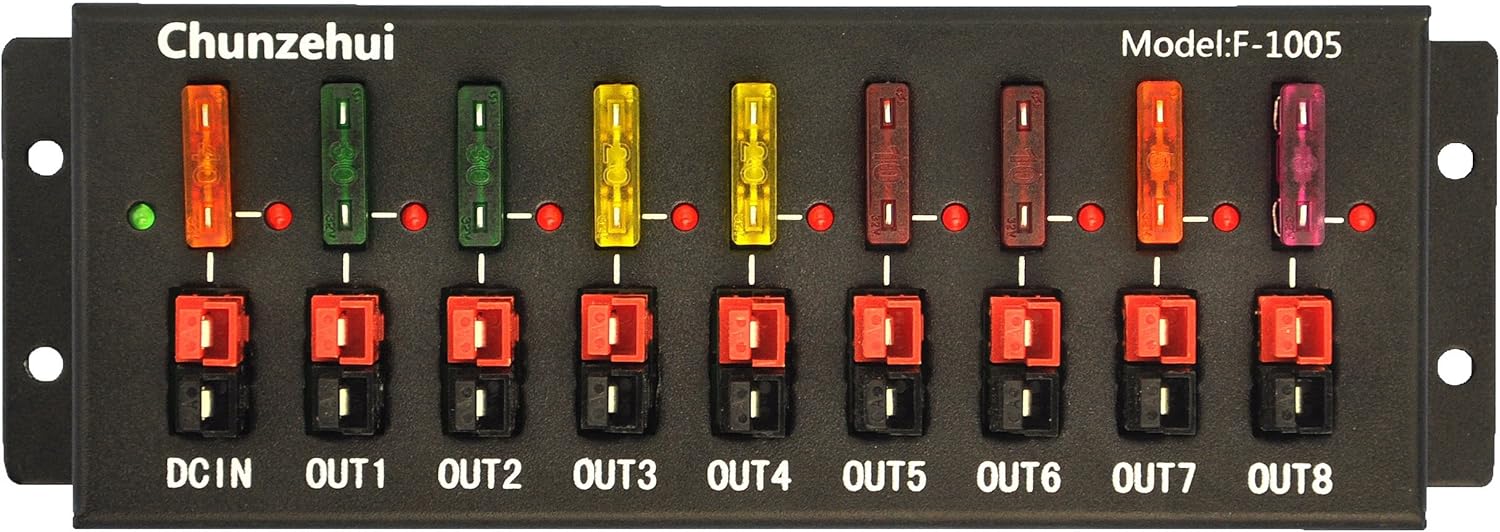Chunzehui F-1005 9 Port 40A Connector Power Splitter Distributor Source Strip, 1 Input and 8 Output. Pack of 2