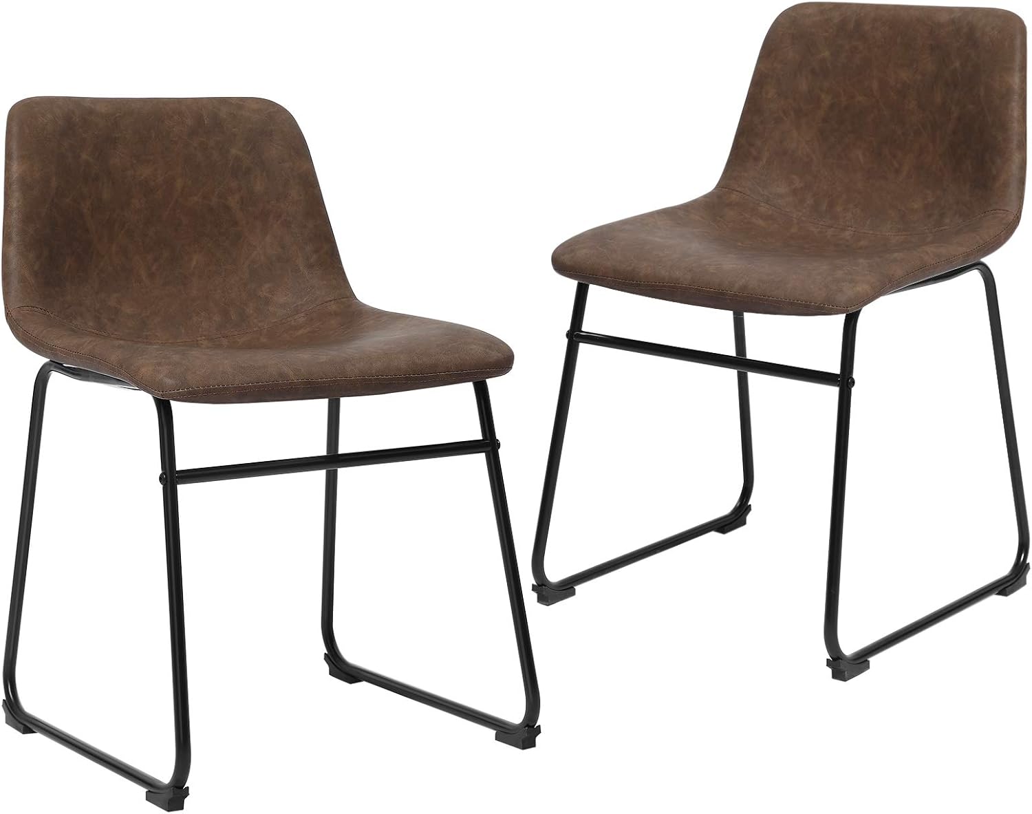 SONGMICS Set of 2 Dining Chairs with Backrest, Metal Legs, Comfortable Wide Seat, 18.9&rdquo;L x 21.2&rdquo;W x 29.9&rdquo;H, Retro Brown