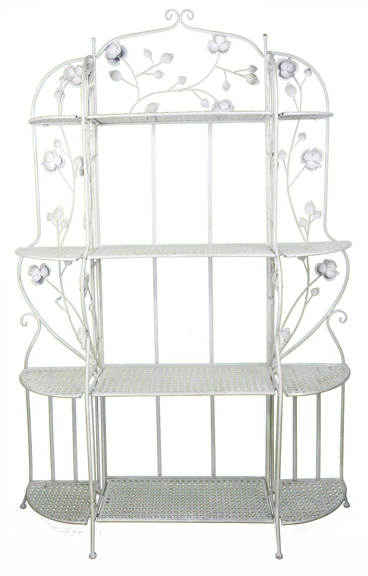 Antique White Bakers Rack with 4 Shelves
