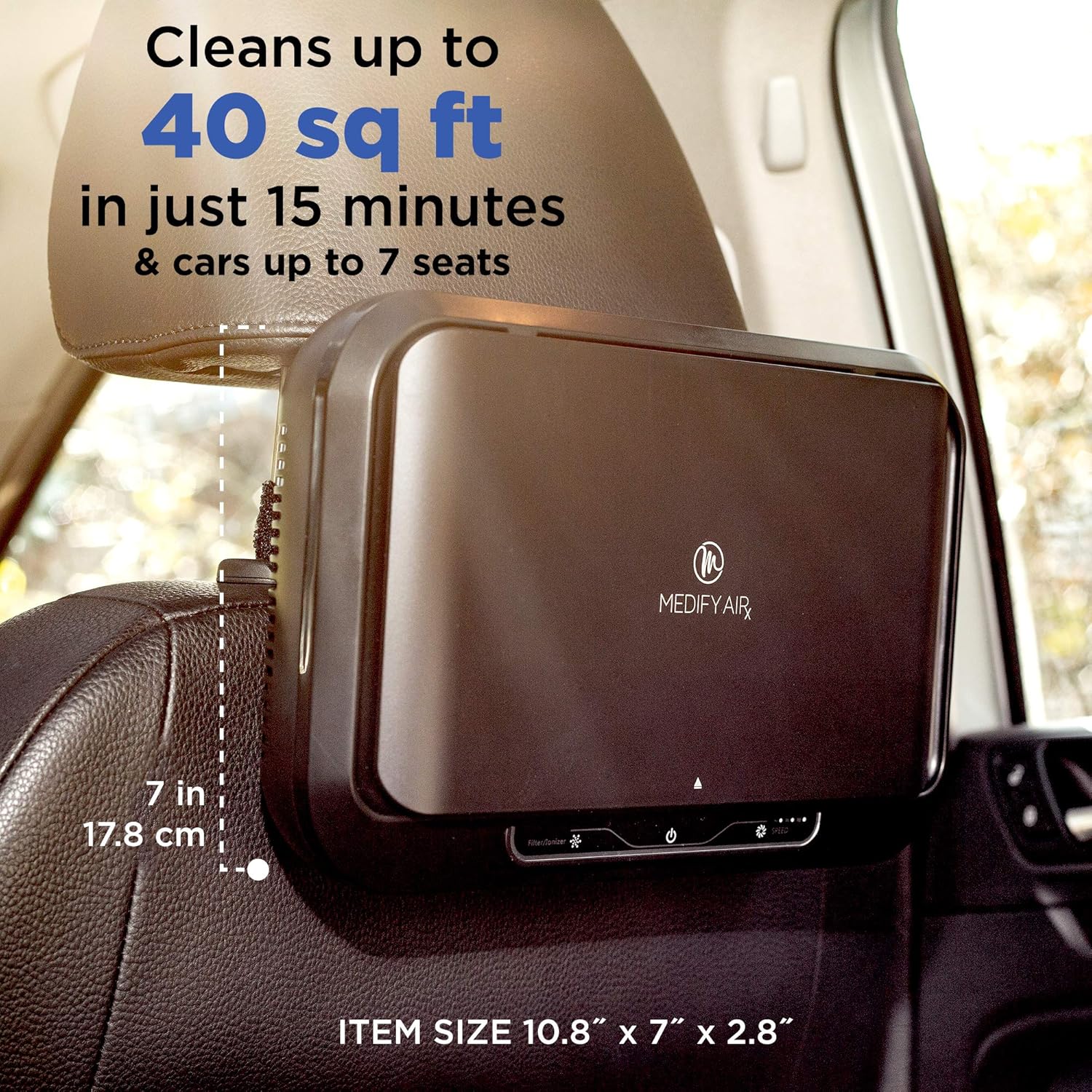 Medify MA-CAR Air Purifier with H13 HEPA filter - a higher grade of HEPA | Car Purifier | 99.9% Removal in a Modern Design | Black
