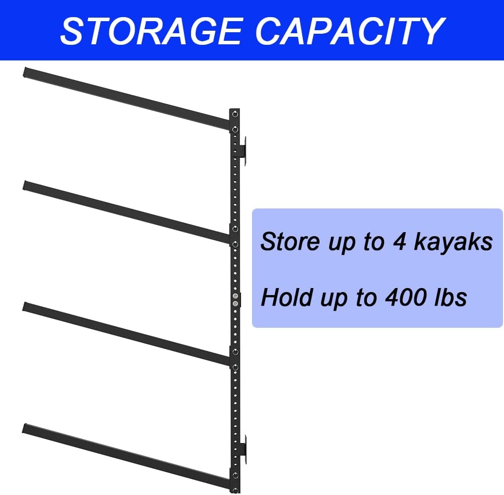 Mountainpeak Adjustable Kayak Storage Rack, Indoor Wall Mount Garage Kayak Rack