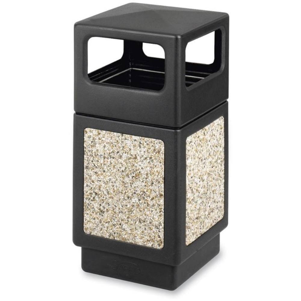 Safco Canmeleon Aggregate Panel - Trash can - 38 gal - outdoor - plastic, stone - black