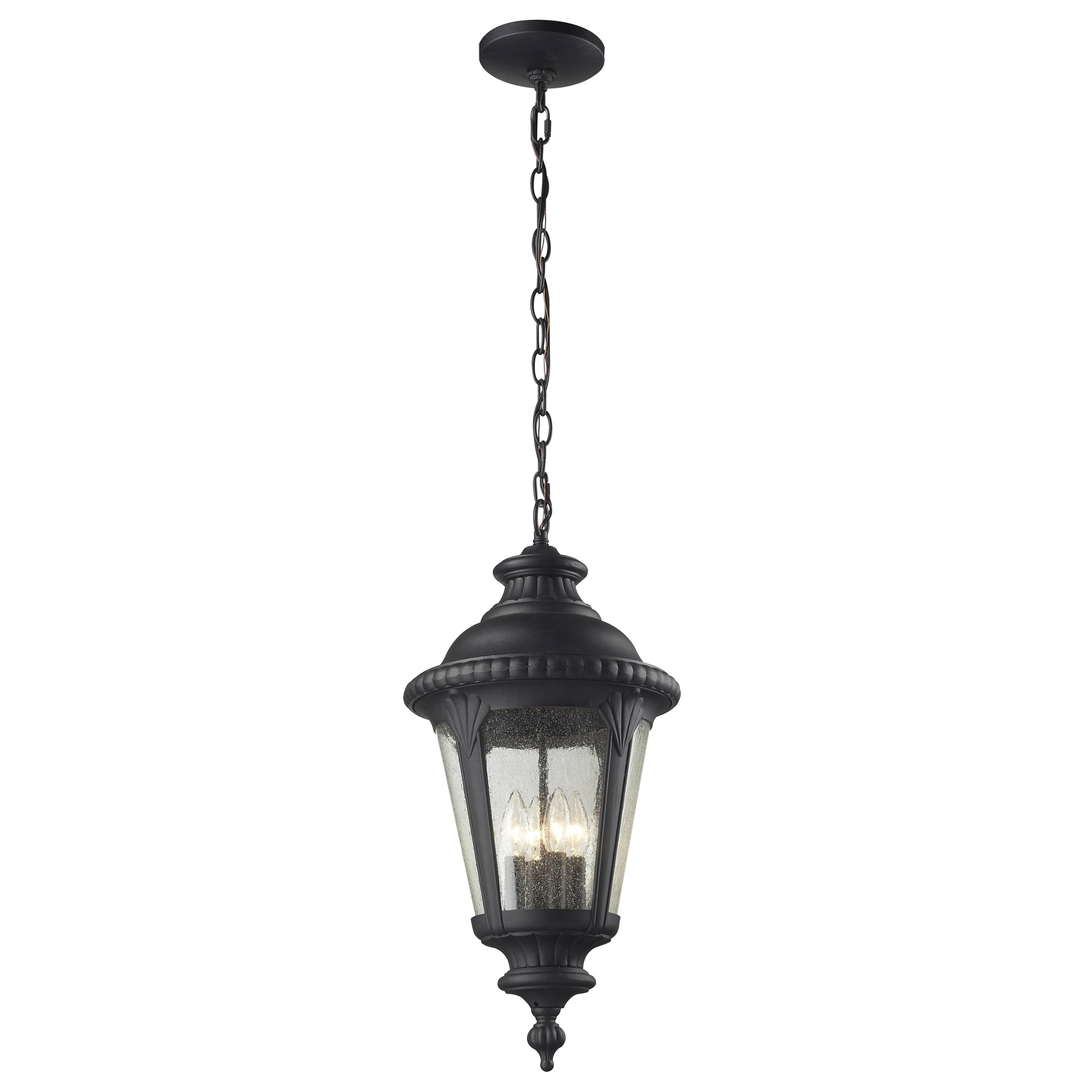 Medow 4-Light Black Hanging Lantern - Medow Sand Black Outdoor Chain Light