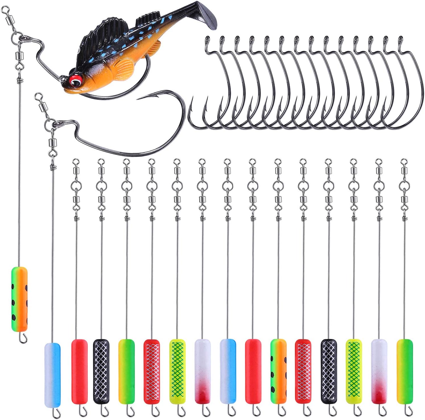 TOPFORT 187/230pcs Fishing Accessories Kit, Including Jig Hooks, Bullet Bass Casting Sinker Weights, Fishing Swivels Snaps, Sinker Slides, Fishing Set with Tackle Box