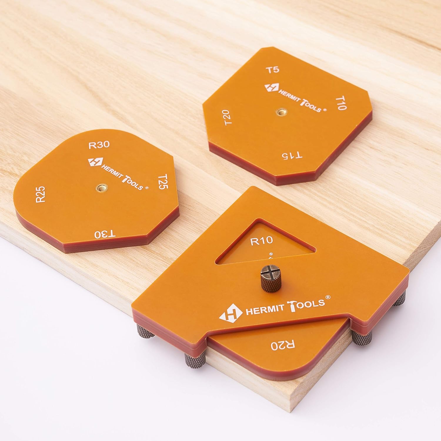 HERMIT TOOLS 12 in 1 Corner Jig Template for Router/Trimmer R5 R10 R15 R20 R25 R30, T5 T10 T15 T20 T25 T30 Half Round Corner Radius Quick-jig Pack of 2