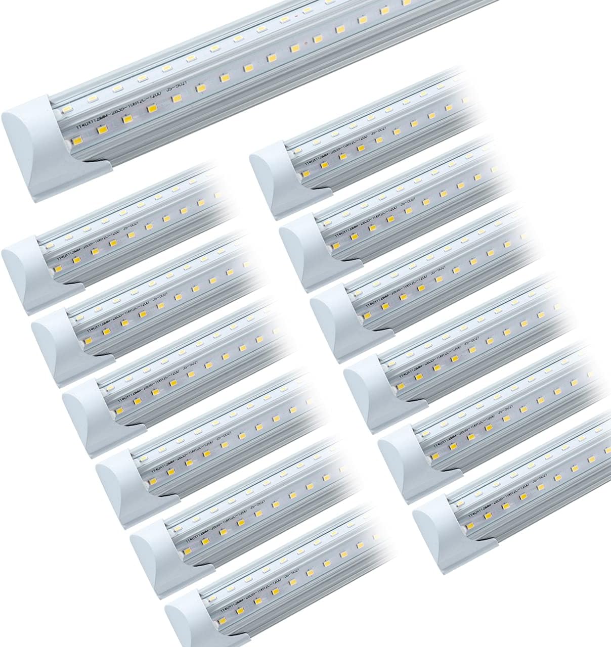 6 Pack T8 Led 4FT 40W Integrated V Shaped Tube Light,Linkable White Daylight 6000k Garage Lights, Indoor Shop Lights for Workshop with On/Off Switch Cable Clear Cover