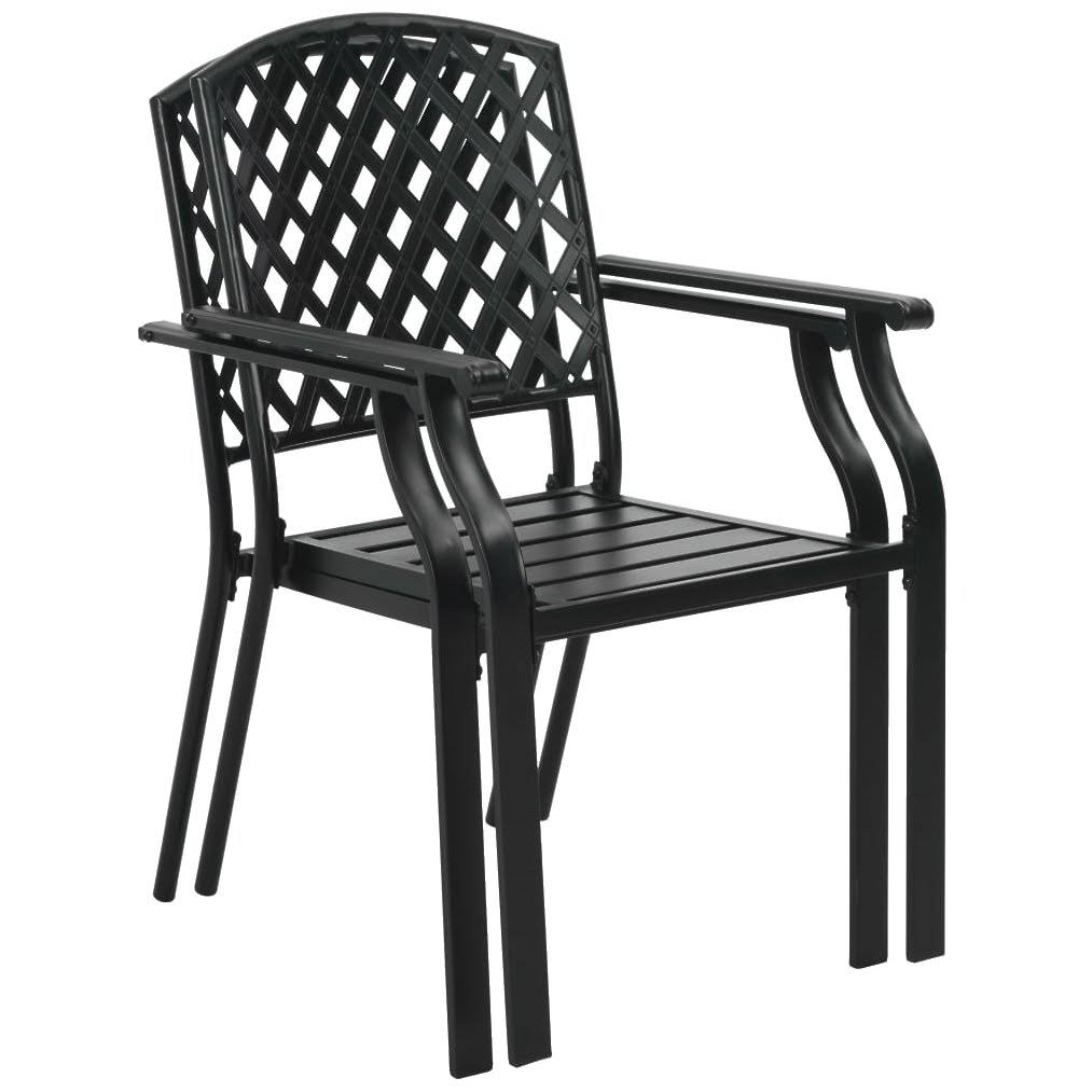 vidaXL Stackable Outdoor Chairs 2 Pcs Steel Black, 44265
