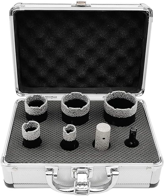 SHDIATOOL 10-Piece Diamond Hole Saw Kit for Porcelain Tile Ceramic Marble Brick Vacuum Brazed Core Drill Bits Set(A85458K1)
