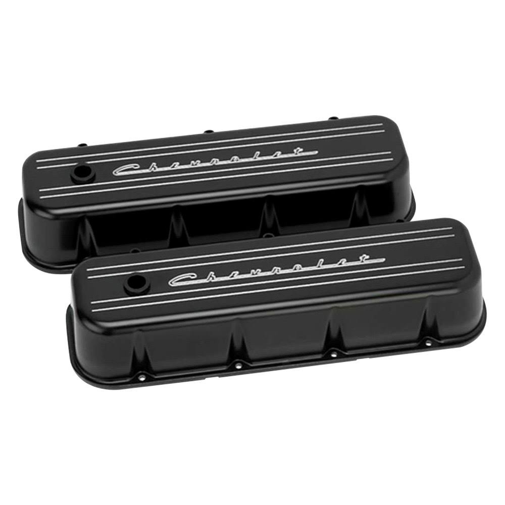 Billet Specialties BLK96123 BBC Tall Valve Cover Chevrolet Script Black